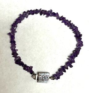 Amethyst chip bracelet, sterling "Friends" clasp